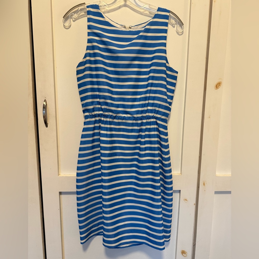 J. Crew Blue and White Striped Dress